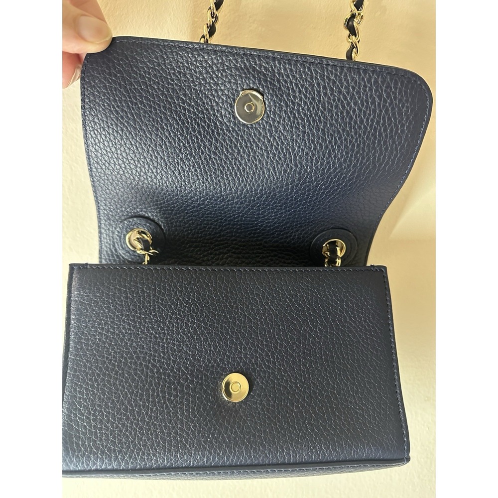 New Tory Burch CHELSEA PEBBLED CROSSBODY BAG color Navy Blue - Picture 5 of 10